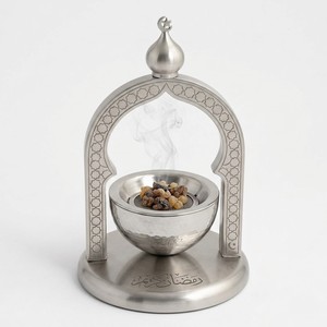 Brûleur d'encens Bakhoor au design croissant arabe avec support métallique Mabkhara, encensoir décoratif islamique pour la maison, diffuseur de parfum au charbon - Product Image 5