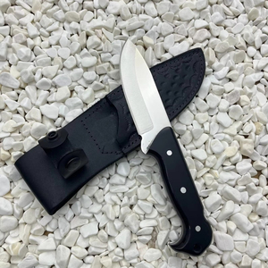 Hunting Skinner Knife Stainless Steel Fixed Blade Partially Serrated <b>Edge</b> <b>Black</b> Micarta Handle Lightweight - Product Image 1