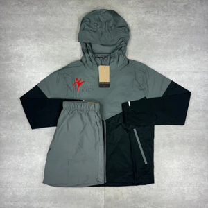 Ensemble survêtement coupe-vent streetwear hiver 2026 en gros – Veste et pantalon entièrement zippés en tissu doux, design personnalisé - Product Image 1