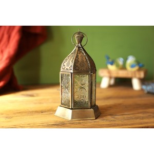 Hexagon <b>Brass</b> & Glass <b>Lantern</b> with Embossing Printing Durable Finish for Home Decoration - Product Image 3