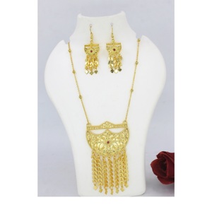 Charm Pendant <b>Set</b> Jewelry Gold Plated <b>Indian</b> Dubai Arabian Jewelry Pendant <b>Set</b> Earrings Necklace Chain for Women - Product Image 2