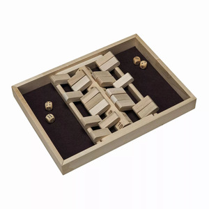 Handcrafted Wooden Shut The Box Dice Game With Felt Lined Tray Traditional Family Board Game For <b>Kids</b> And Adults Play For Fun - Product Image 2