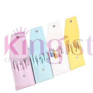 Ensemble de pinces à cils en acier inoxydable, best-seller, avec pointe courbée et droite, pinces à cils pour extensions, pinces à cils avec revêtement en papier - Product Image 2
