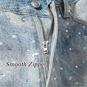 Shorts en jean baggy pour homme avec strass, style Y2K, coupe ample vintage, décontracté, jambe large, streetwear - Product Image 4
