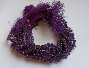 AAA Natural African <b>Amethyst</b> Faceted Teardrop Shape Briolette 6X4MM <b>Amethyst</b> Gemstone Beads 8" Strand Faceted Beads Wholesaler - Product Image 1
