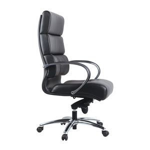 Chaise de bureau de direction Luxon à dossier haut en cuir PU, base chromée, accoudoirs réglables, pivotante, design ergonomique, style contemporain - Product Image 2