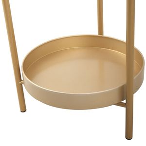 Support de plantes pliable moderne à 2 niveaux en métal, polyvalent pour plantes en pot d'intérieur/extérieur avec 2 plateaux ronds, tables de chevet dorées - Product Image 6