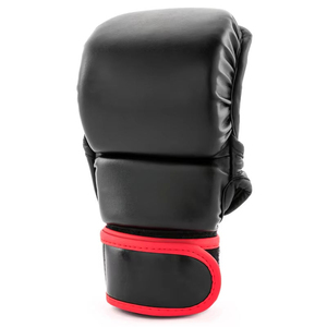 ถุงมือ MMA แบบครึ่งนิ้ว สีดำ แต่งขอบสีแดง ปิดด้วยเวลโคร สำหรับฝึกศิลปะการต่อสู้ ใช้ได้ทั้งชายและหญิง - Product Image 5