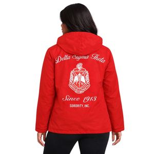 Giacca a Vento Rossa Delta Sigma Theta per Donne, Leggera e Comoda, Tessuto Premium, Abbigliamento Casual per Confraternite Greche - Product Image 2