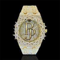 BRIVA JEWELS Luxuriöse Umweltfreundliche Shanghai 44mm Vergoldete Edelstahl Royal Cross Quarz Analog-Digital-Uhr mit Schmetterlingsmotiv