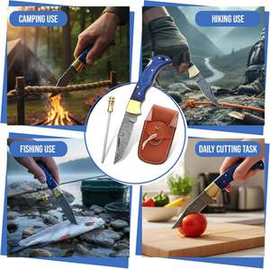 Navaja Plegable de Acero de Damasco de Grado Industrial Hecha a Mano de 6.5 Pulgadas para Hombre, con Funda y Bloqueo Trasero, para Camping y Caza - Product Image 3