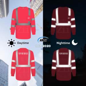 T-shirt de travail respirant à séchage rapide haute visibilité, manches longues, poche avant réfléchissante, classe 1 ANSI, étanche, avec éclairage LED - Product Image 4