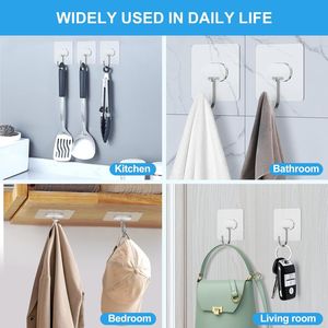 12-Pack Heavy Duty 13LB Adhesive Wall <b>Hooks</b> Large Transparent Waterproof Bathroom & <b>Kitchen</b> Towel Coat Racks No Drill Required - Product Image 3