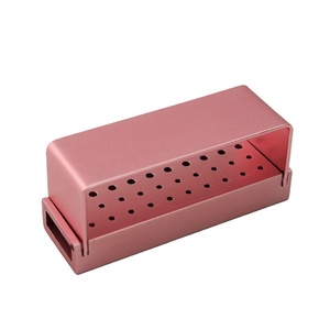Caja organizadora de fresas dentales de 30 orificios de aluminio, soporte de fresas autoclavable - Product Image 2