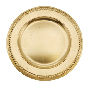 Assiette de service royale en or métallique avec bordure perlée pour décorations d'occasions spéciales - Product Image 1