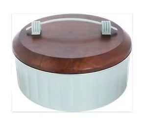 Top Style <b>Insulated</b> Casserole Hot Pot Stainless Steel Metallic Dome Lid Wooden Handles Pot For Home <b>Serving</b> Casserole Hot Pot - Product Image 3