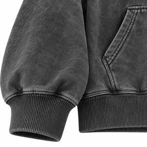 Sweat-shirt à capuche unisexe surdimensionné, couleur unie, coton lavé, molleton français, pull décontracté avec poche, style automne - Product Image 4