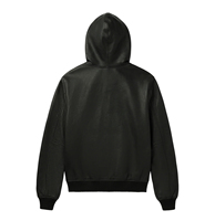 Sweat à capuche en cuir Nappa SCRIPT, sweat à capuche en cuir d'agneau, streetwear pour hommes, sweat à capuche en cuir avec fermeture éclair, sweats à capuche Avirex noirs