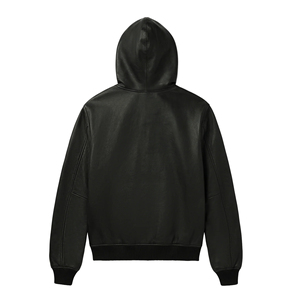 เสื้อฮู้ดหนังแกะ SCRIPT NAPPA LEATHER HOODIE เสื้อฮู้ดหนังแท้ หนังแกะ ผู้ชาย สตรีทแวร์ ซิปหนัง เสื้อฮู้ด Avirex สีดำ เสื้อฮู้ด Avirex - Product Image 4