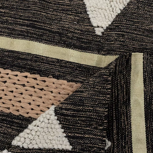 Alfombra de área de tejido plano de lana ecológica, abstracta, moderna y hecha a mano con flecos |   Alfombra Bohemia - Product Image 3