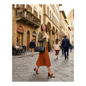 Sac à bandoulière Royaa en cuir véritable pour femme, style anglais, résistant à l'eau, fermeture éclair, motif géométrique tendance, pour voyage et extérieur - Product Image 6