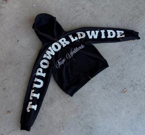 Sweat à capuche zippé en coton premium 450 GSM noir, brodé et vieilli, effet délavé à l'acide, style streetwear personnalisé - Product Image 5