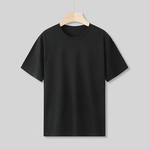 T-shirts pour hommes en coton 100% personnalisés, col épais, légers, manches courtes, couleurs unies, coupe slim, streetwear. - Product Image 3