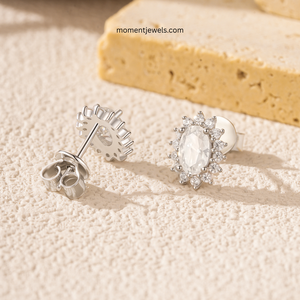 Luxury 1.0 Carat Oval Cut Moissanite Earrings for Women GRA Certificate VVS Geometric Flower 925 Sterling <b>Silver</b> <b>Stud</b> Earrings - Product Image 3
