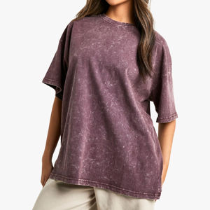 Camiseta Casual Oversize Personalizada para Mujer, Estilo Urbano, de Alta Calidad, 100% Algodón Jersey, Logotipo Bordado, Diseño Liso, Tallas Grandes - Product Image 1