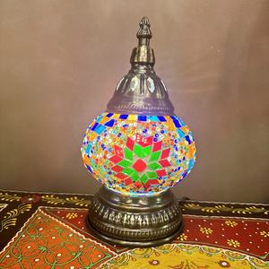 Lanterne marocaine artisanale multicolores de <span class=keywords><strong>Marrakech</strong></span>, lampes de table en verre mosaïque turque - Product Image 2