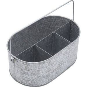 Organizador de utensilios de metal galvanizado con asa, 4 compartimentos, portátil, para cubiertos, para la cocina o la mesa de comedor. - Product Image 3