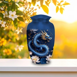 Urnes funéraires pour adultes en aluminium, gravées motif Dragon, style américain, pour cendres humaines, souvenir commémoratif fantaisie - Product Image 3