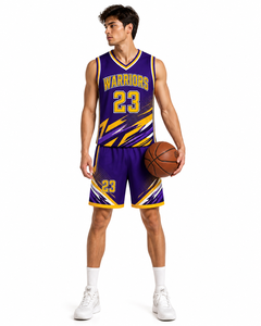 Conjunto de Uniforme de Baloncesto Personalizado con Diseño Único Splash, Base Morada con Detalles Dorados y Negros para la Identidad y Estilo del Equipo - Product Image 3