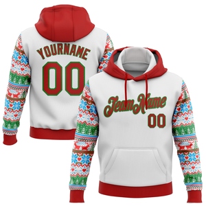 Wholesale Direct Industry New Design Custom Stitched White <b>Red</b>-Grass Green Christmas 3D Sports Pullover Sweatshirt <b>Hoodie</b> - Product Image 1