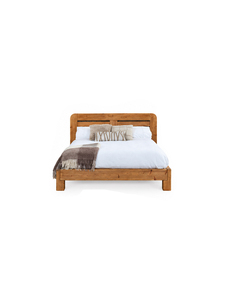 Base de Cama Moderna de Madera, Cabecera de Panel de Madera de Teca Sólida para Dormitorio, Casa, Villa, Hotel, Tamaños King y Queen - Product Image 1