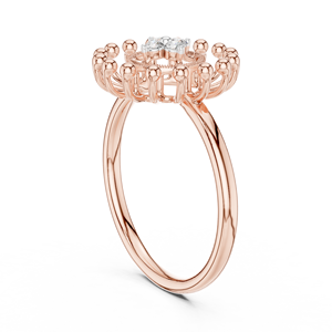 Anillo de Diamantes Cultivados en Laboratorio con Diseño Floral Único, Oro Rosa de 18 Quilates con Baño de Rodio, Corte Brillante, para Compromiso, Boda, Fiesta, Regalo de San Valentín - Product Image 2