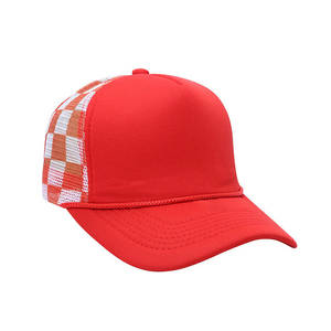 Purple 6-Panel Trucker Cap Checkered Mesh Back Adjustable Unisex Casual Spring <b>Summer</b> <b>Hat</b> Baseball Cap 6-Panel Adjustable caps. - Product Image 5