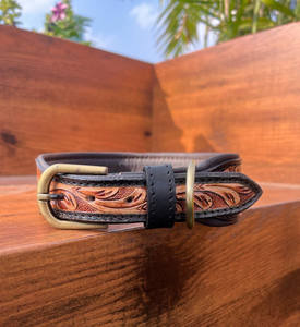 Collar de perro de cuero con herramientas manuales florales para mascotas, accesorio ajustable acolchado de cuero genuino Real para cinturón de cuello, lo último en ventas - Product Image 5