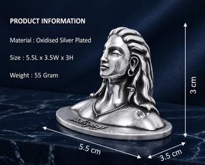 Ídolo Adiyogi de la marca Jaipur Metals, chapado en plata oxidada, hecho a mano. |   100% Latón |   5.5 X 3.5 X 3 cm |   55 g |   Regalo para el Hogar y Bodas - Product Image 4