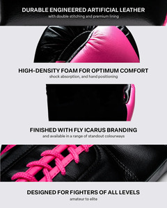 Five B Hot Selling Black & Pink Leather Boxing Gloves Lace-Up Wrist Closure Unisex Boxing Gear for Boxing Training and Sparring - Product Image 3