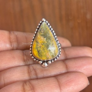 Classic Assorted New 925 Sterling Silver Original Bumble <b>bee</b> Jasper Ring Pear Shape Wholesale Designer Ring Factory Price Ring - Product Image 1
