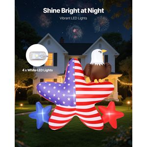 Decorazione gonfiabile patriottica da 4,82 piedi per il quarto giorno dell'indipendenza July arredamento esterno esterno per cortile luci a cinque punte - Product Image 5