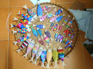 99 Gold Crafts Handmade Painted <b>Wooden</b> Fish <b>Wall</b> Hanging <b>Decor</b> Home DIY Craft Ornament - Product Image 5