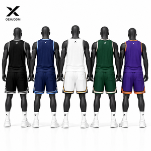 Ensemble de maillot de basket-ball personnalisé X Sports City de haute qualité, col rond, séchage rapide, débardeur en mesh, short, polyester/coton, unisexe, sport - Product Image 2
