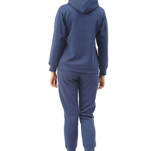 Ensemble de survêtement pour femme, design tendance, 100% coton, coupe classique, hiver, 2 pièces, décontracté, à capuche, uni, vêtements de sport respirants, pour la salle de sport - Product Image 2