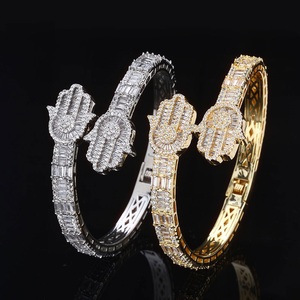 Mens Moissanite Diamond <b>Cuff</b> <b>Bracelet</b> 925 <b>Silver</b> Certified Diamond Baguette Tennis <b>Bracelet</b> Lightweight Luxury Jewelry Gift - Product Image 1