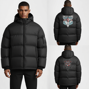 Premium Men's Oversized Box Quilted Puffer Jacket with Heavy Insulated Construction Embroidered Outdoor Fashion Design - Product Image 2