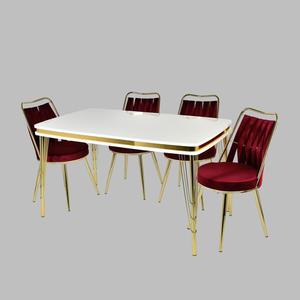 FEY FURNITURE Table à manger moderne extensible en métal aggloméré avec 6 chaises-Mobilier de maison durable - Product Image 3