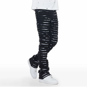 Pantalon en jean décontracté pour homme, personnalisé, de haute qualité, coupe droite, streetwear confortable, taille mi-haute, vente en gros - Product Image 4