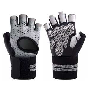 Gokopm <b>Half</b> Finger Gym Gloves Nylon Mesh Breathable Adjustable Wrist Strap Fasten Non <b>Slip</b> Weight Lifting Fitness Unisex - Product Image 2